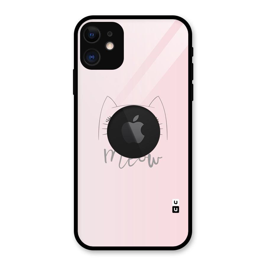 Meow Pink Glass Back Case for iPhone 11 Logo Cut