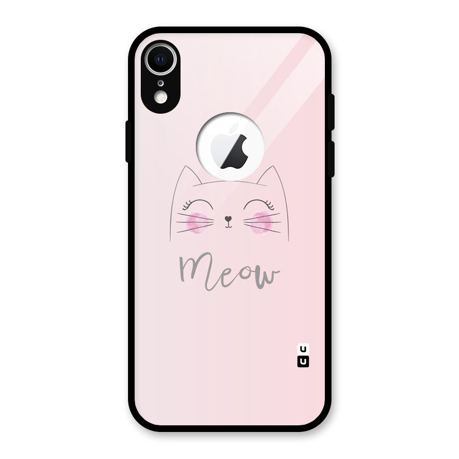Meow Pink Glass Back Case for iPhone XR Logo Cut