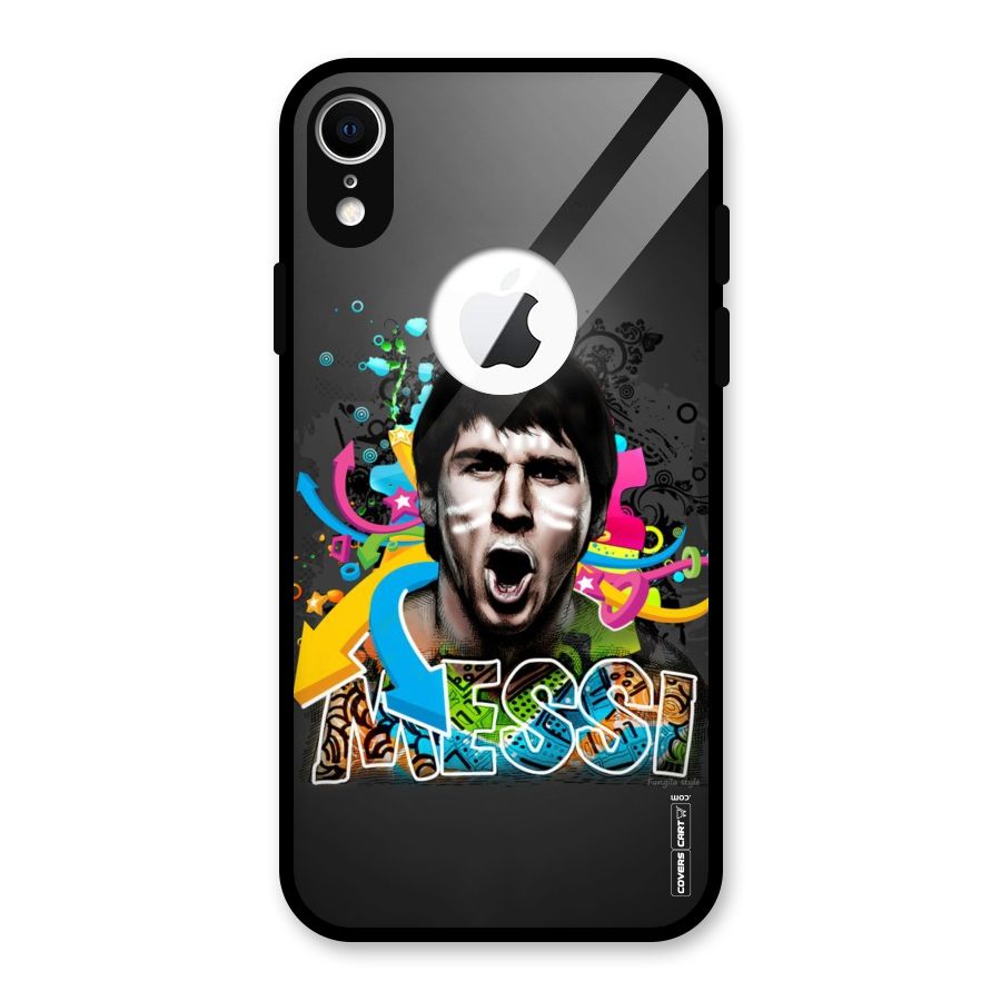 Messi For Argentina Glass Back Case for iPhone XR Logo Cut