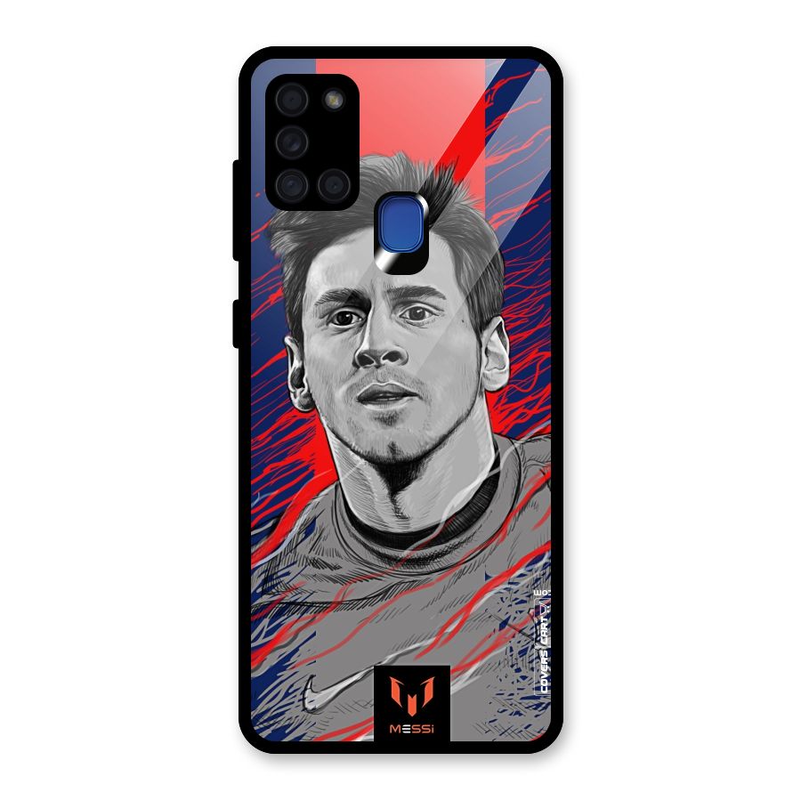 Messi For FCB Glass Back Case for Galaxy A21s