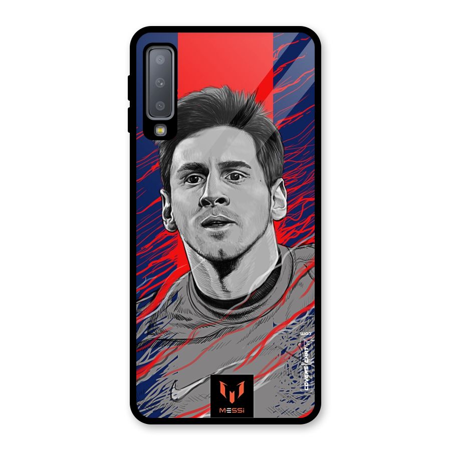Messi For FCB Glass Back Case for Galaxy A7 (2018)