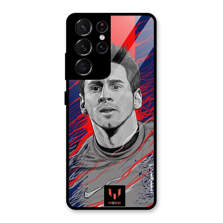 Messi For FCB Glass Back Case for Galaxy S21 Ultra 5G