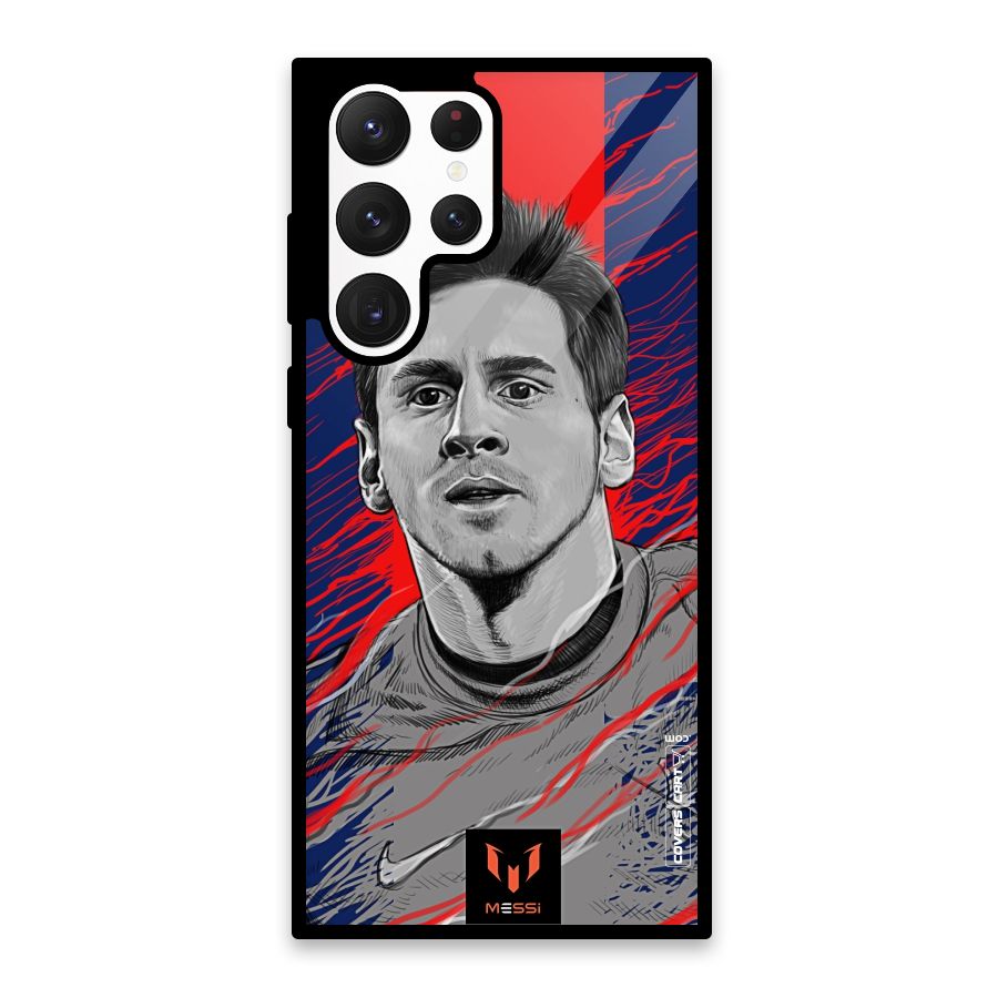 Messi For FCB Glass Back Case for Galaxy S22 Ultra 5G