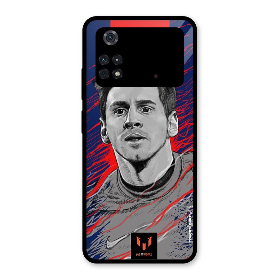 Messi For FCB Glass Back Case for Poco M4 Pro 4G