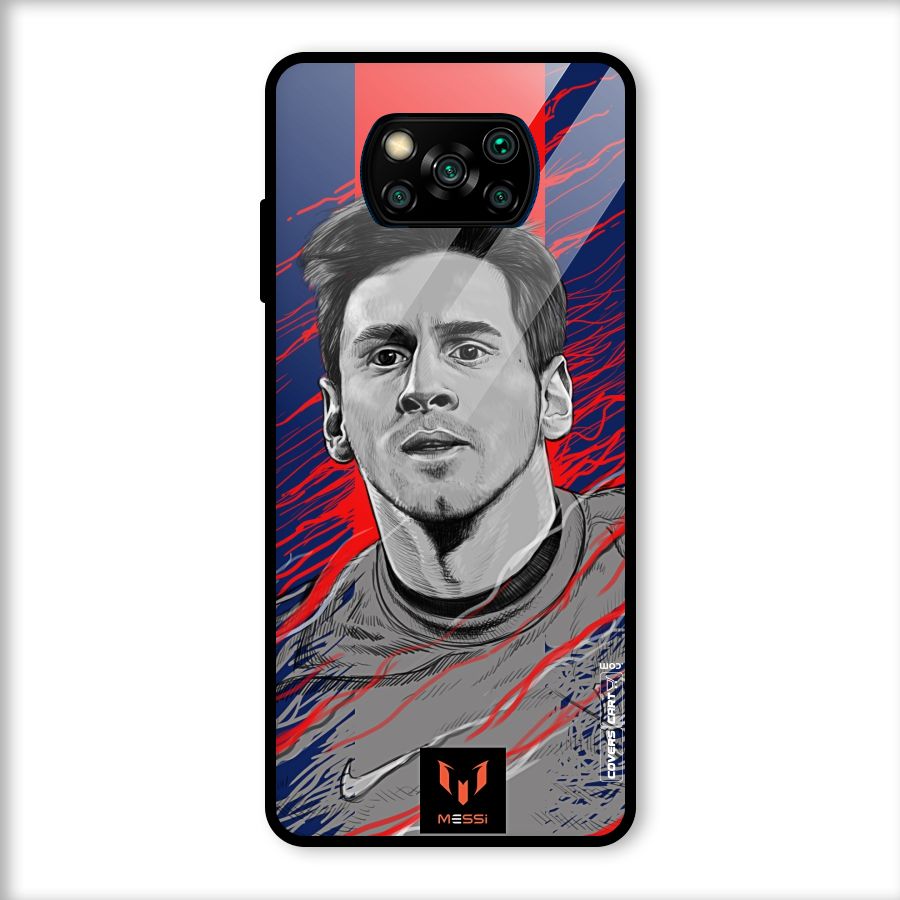 Messi For FCB Glass Back Case for Poco X3