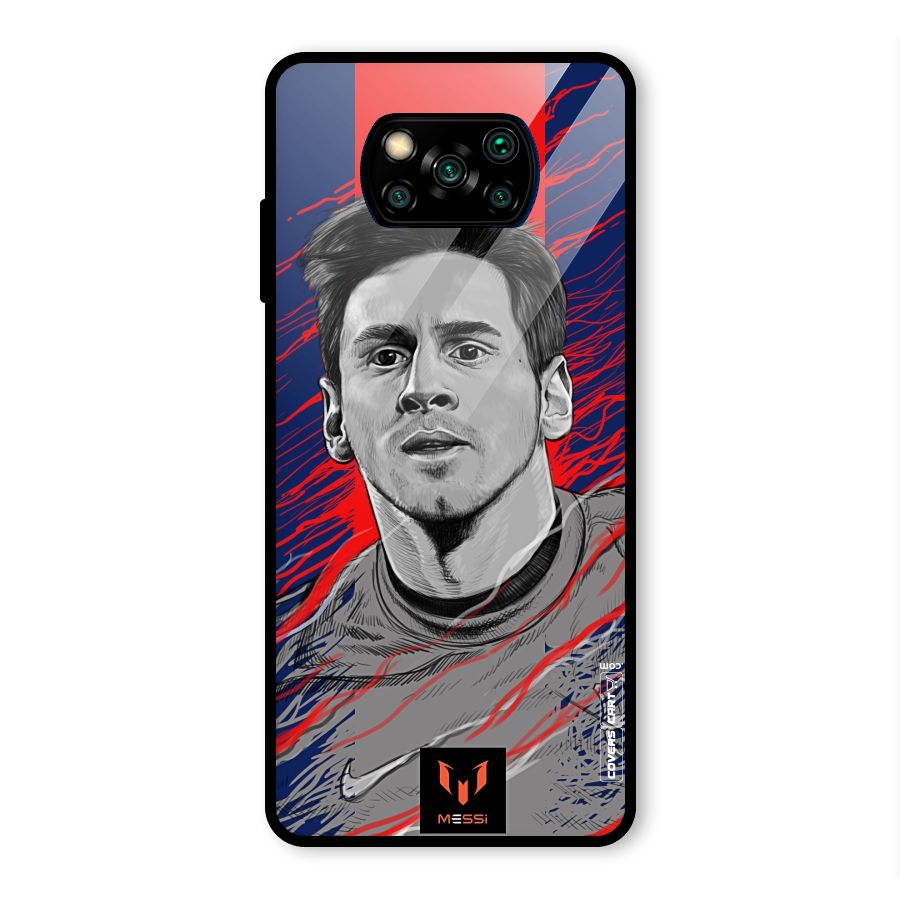 Messi For FCB Glass Back Case for Poco X3 Pro