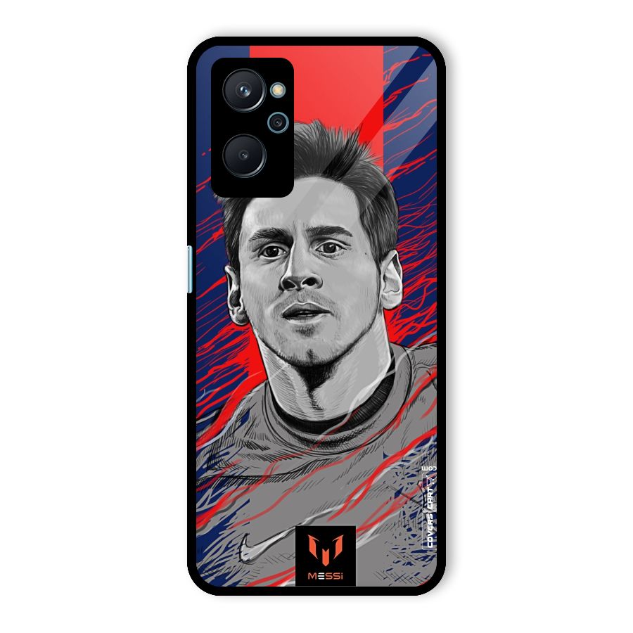 Messi For FCB Glass Back Case for Realme 9i