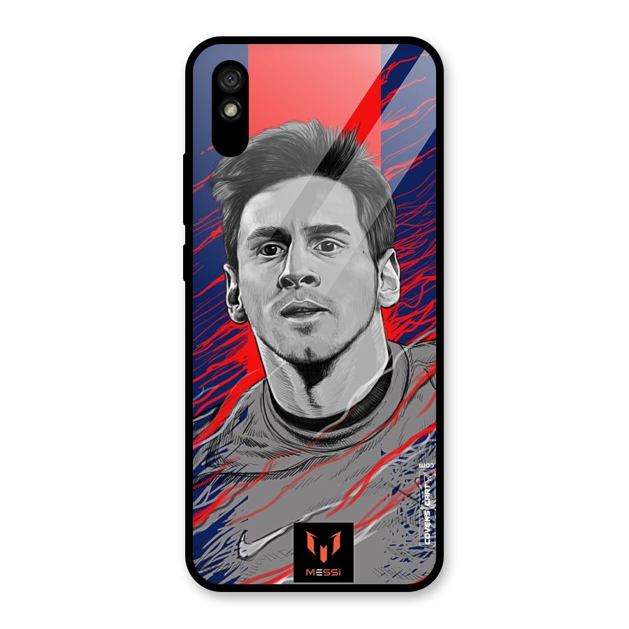 Messi For FCB Glass Back Case for Redmi 9A