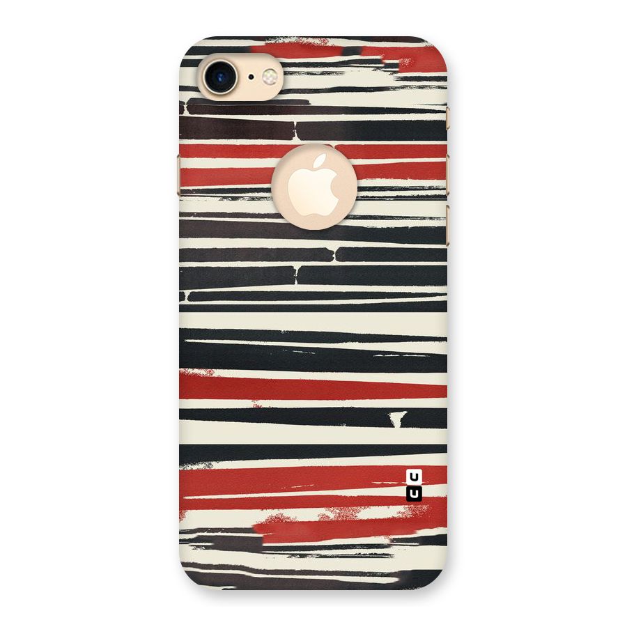 Messy Vintage Stripes Back Case for iPhone 7 Logo Cut