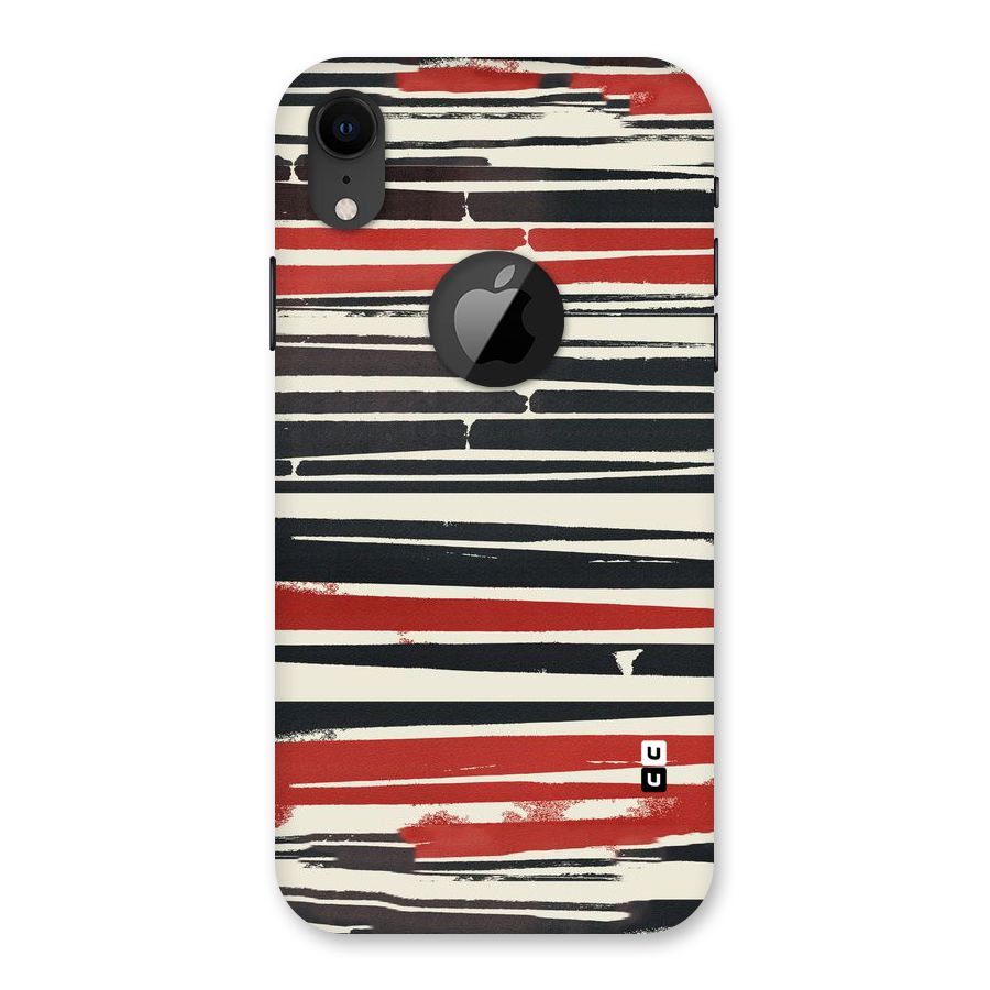 Messy Vintage Stripes Back Case for iPhone XR Logo Cut