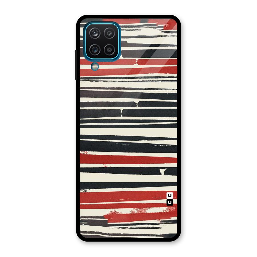 Messy Vintage Stripes Glass Back Case for Galaxy A12