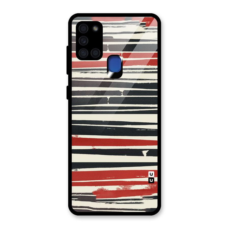 Messy Vintage Stripes Glass Back Case for Galaxy A21s