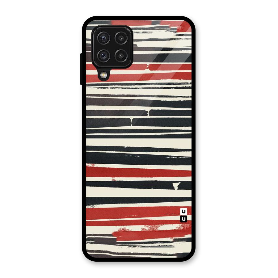 Messy Vintage Stripes Glass Back Case for Galaxy A22 4G