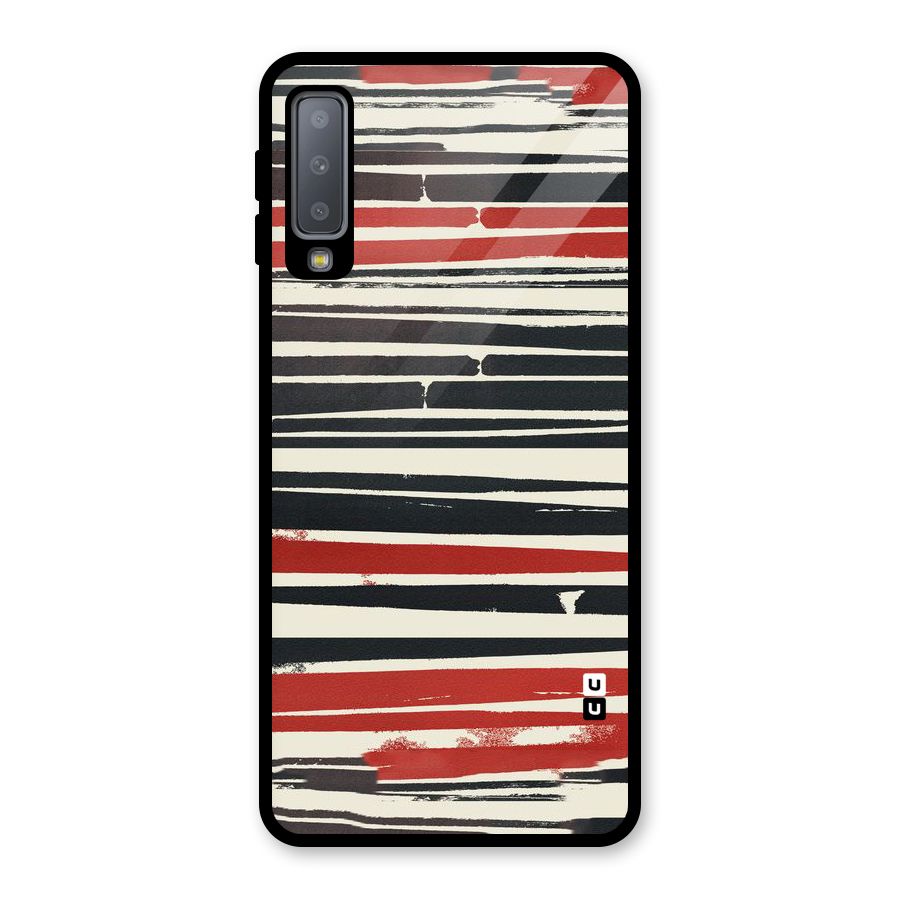 Messy Vintage Stripes Glass Back Case for Galaxy A7 (2018)