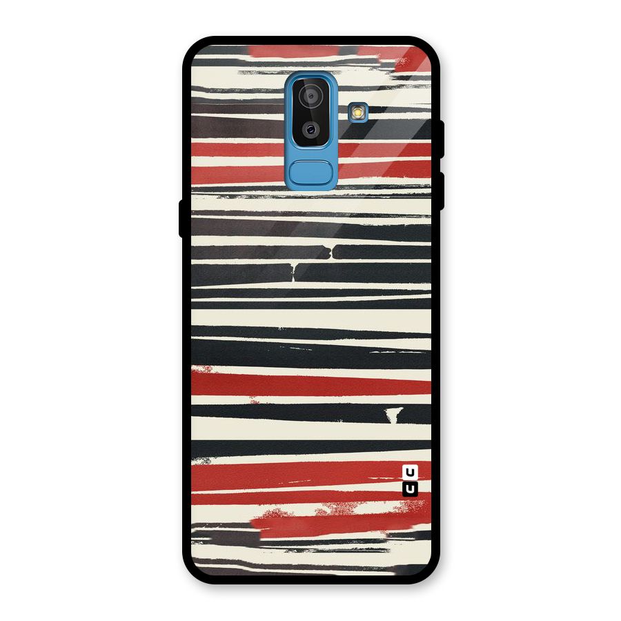 Messy Vintage Stripes Glass Back Case for Galaxy J8