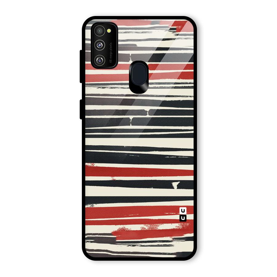 Messy Vintage Stripes Glass Back Case for Galaxy M21