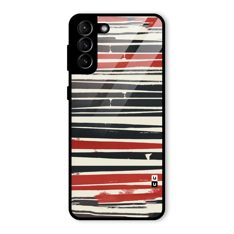 Messy Vintage Stripes Glass Back Case for Galaxy S21 Plus