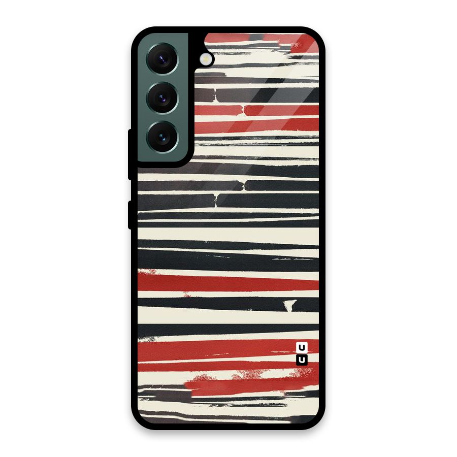 Messy Vintage Stripes Glass Back Case for Galaxy S22 5G