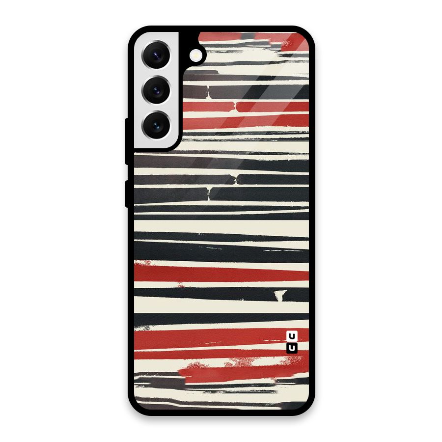 Messy Vintage Stripes Glass Back Case for Galaxy S22 Plus 5G