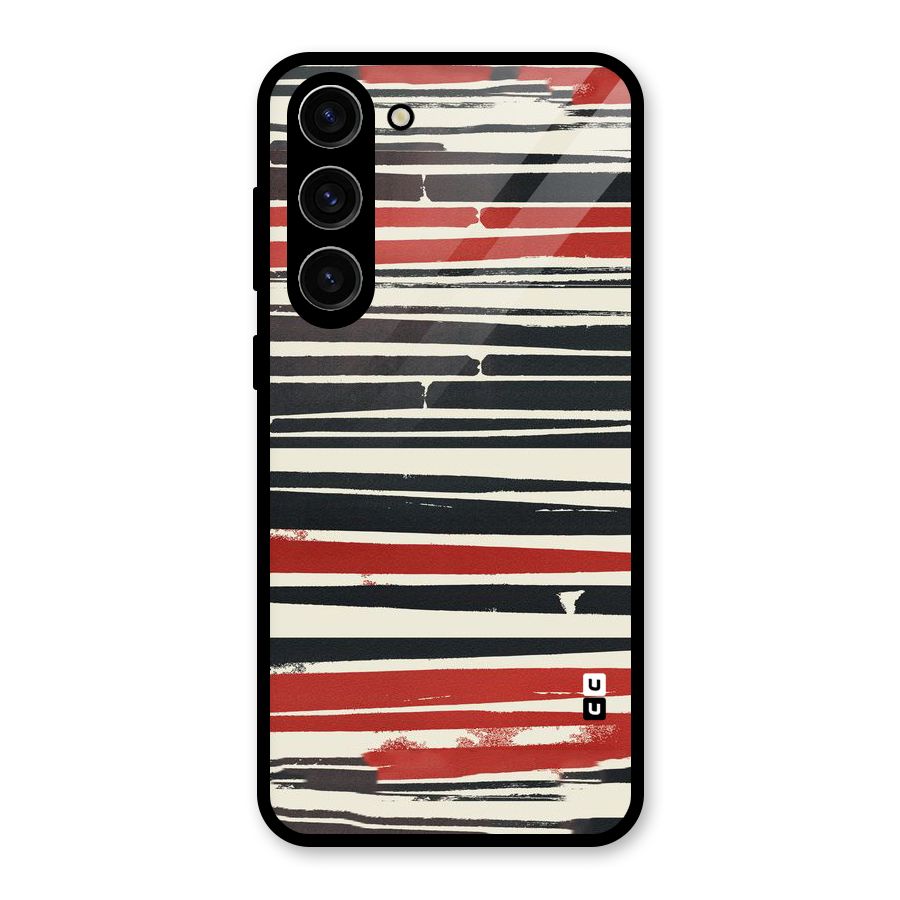 Messy Vintage Stripes Glass Back Case for Galaxy S23 Plus