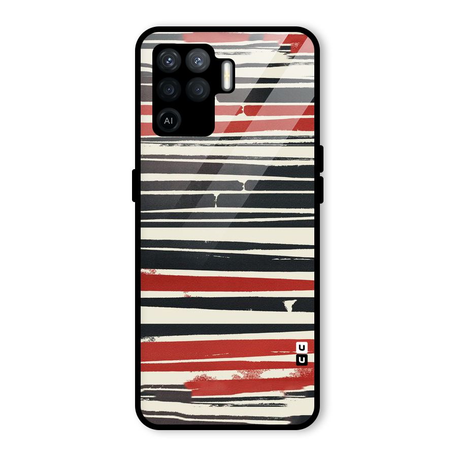 Messy Vintage Stripes Glass Back Case for Oppo F19 Pro