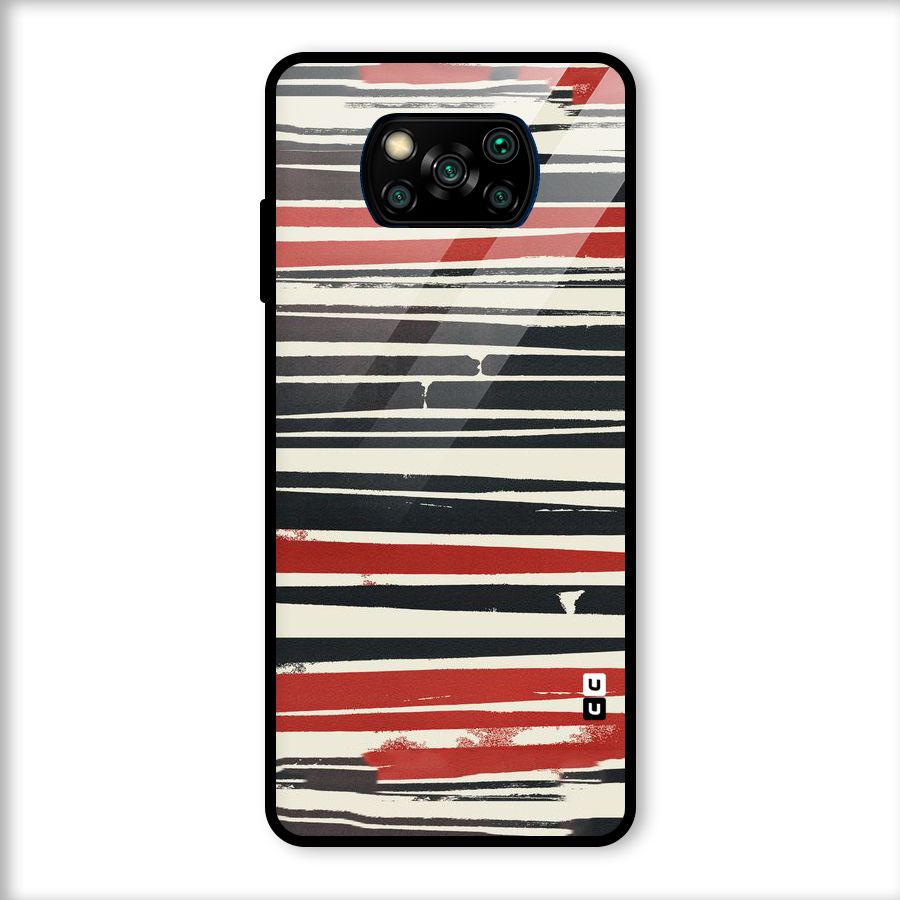Messy Vintage Stripes Glass Back Case for Poco X3