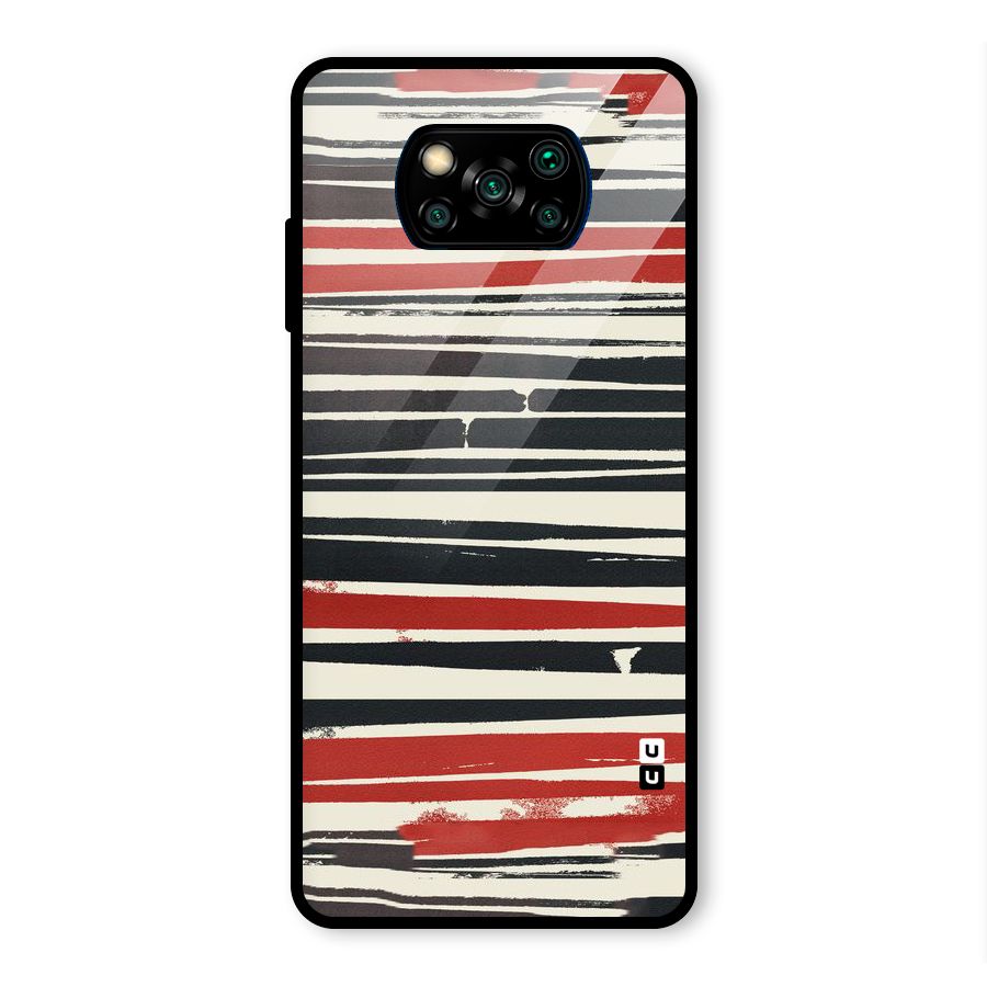 Messy Vintage Stripes Glass Back Case for Poco X3 Pro
