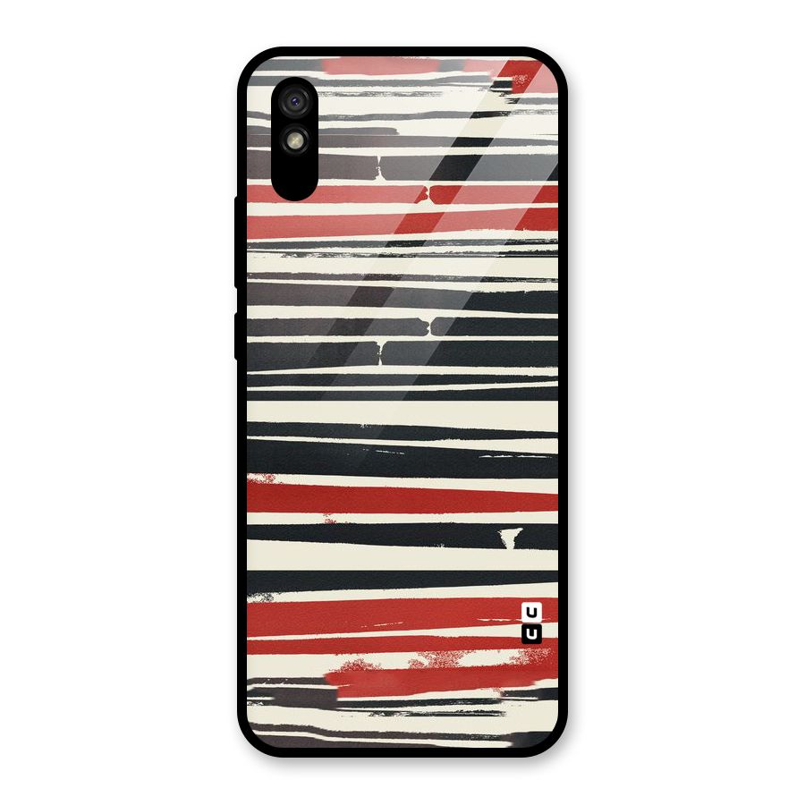 Messy Vintage Stripes Glass Back Case for Redmi 9A