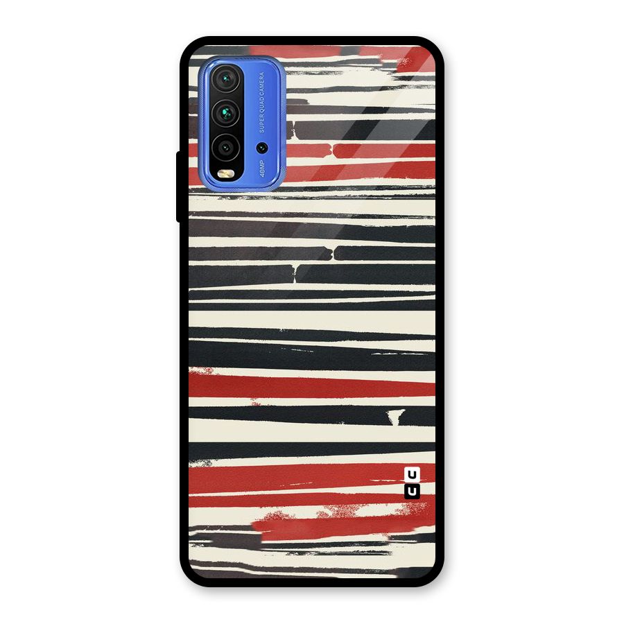 Messy Vintage Stripes Glass Back Case for Redmi 9 Power
