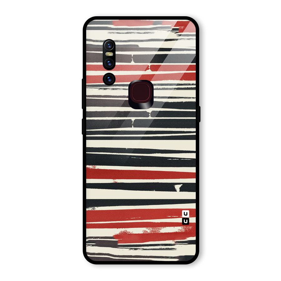 Messy Vintage Stripes Glass Back Case for Vivo V15