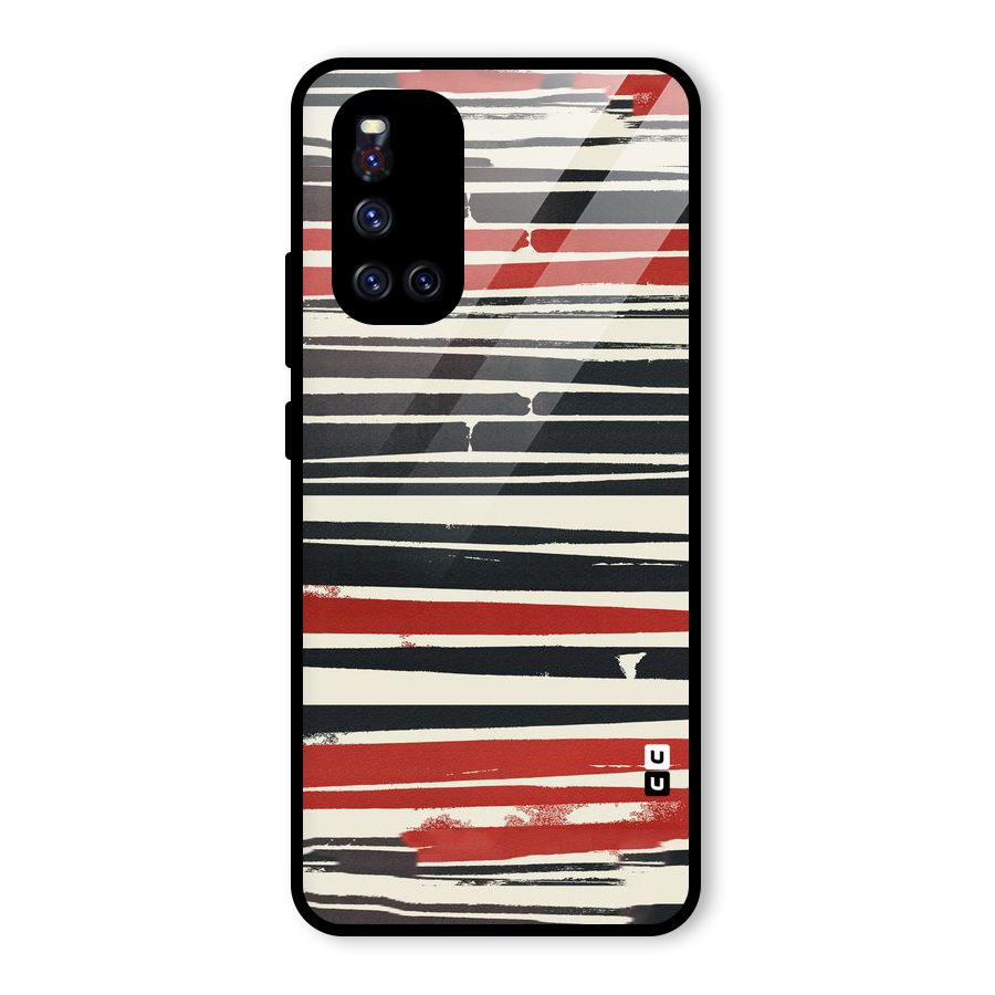 Messy Vintage Stripes Glass Back Case for Vivo V19