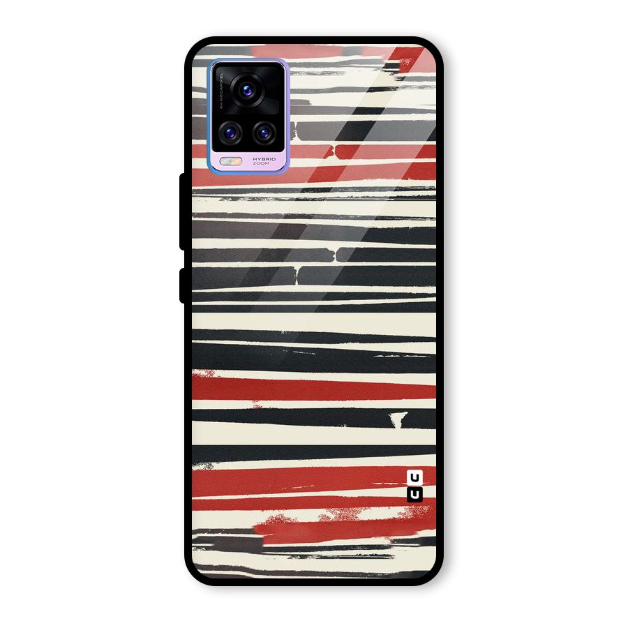 Messy Vintage Stripes Glass Back Case for Vivo V20 Pro
