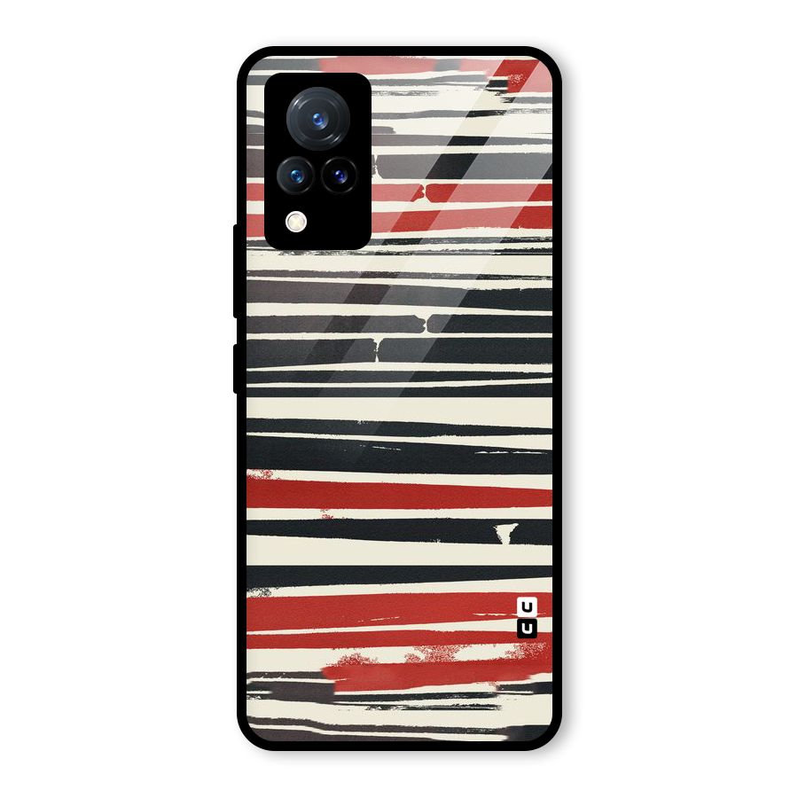 Messy Vintage Stripes Glass Back Case for Vivo V21 5G