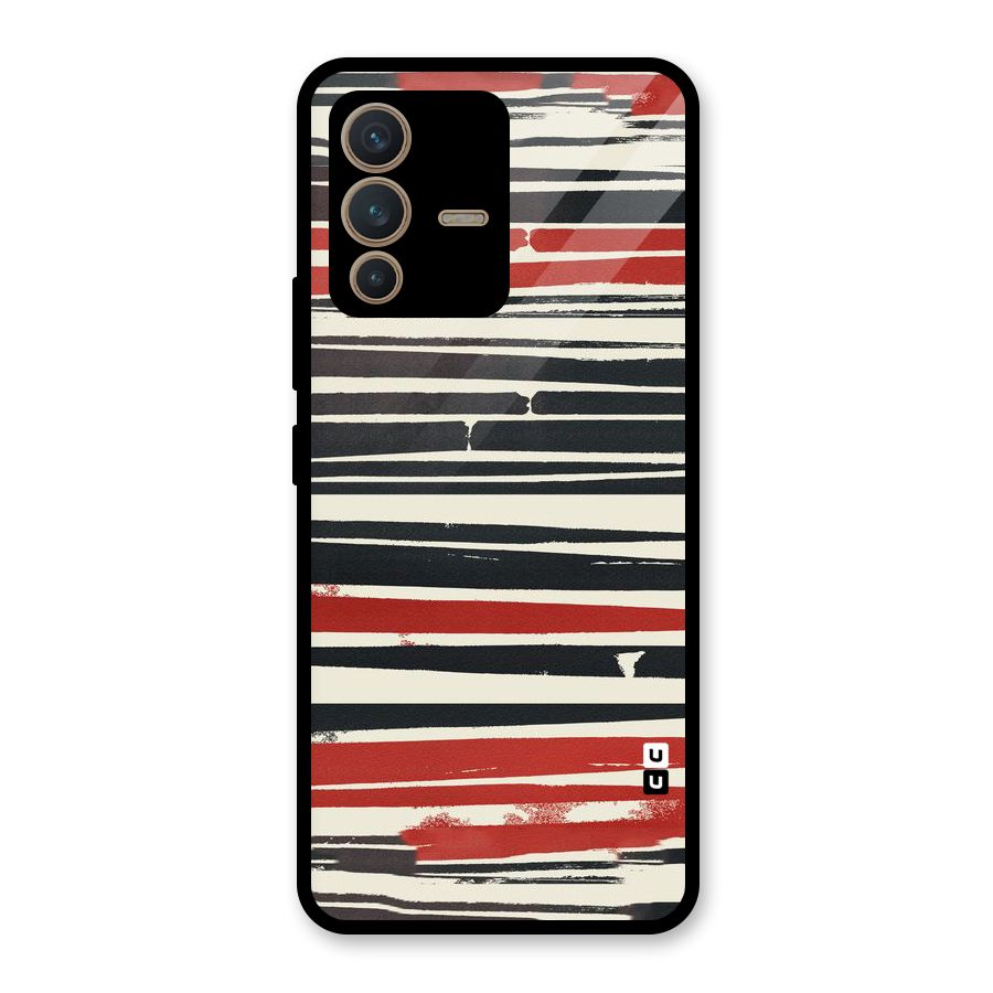 Messy Vintage Stripes Glass Back Case for Vivo V23 5G