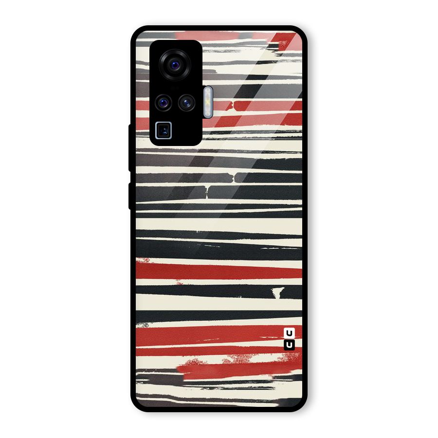 Messy Vintage Stripes Glass Back Case for Vivo X50 Pro