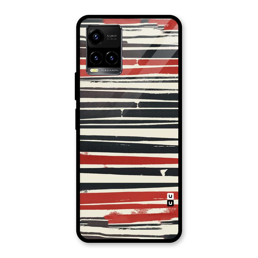 Messy Vintage Stripes Glass Back Case for Vivo Y21T
