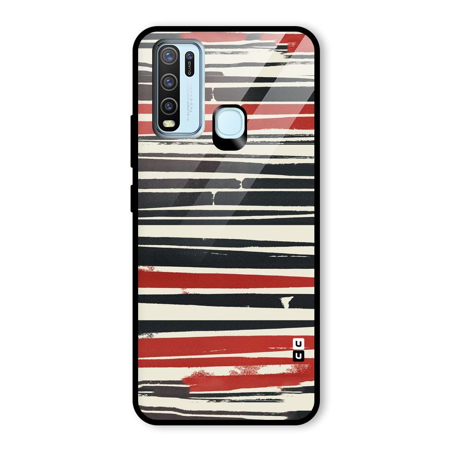 Messy Vintage Stripes Glass Back Case for Vivo Y50