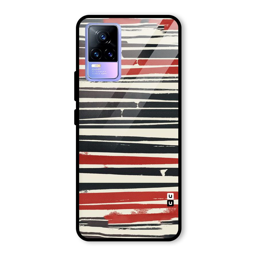 Messy Vintage Stripes Glass Back Case for Vivo Y73