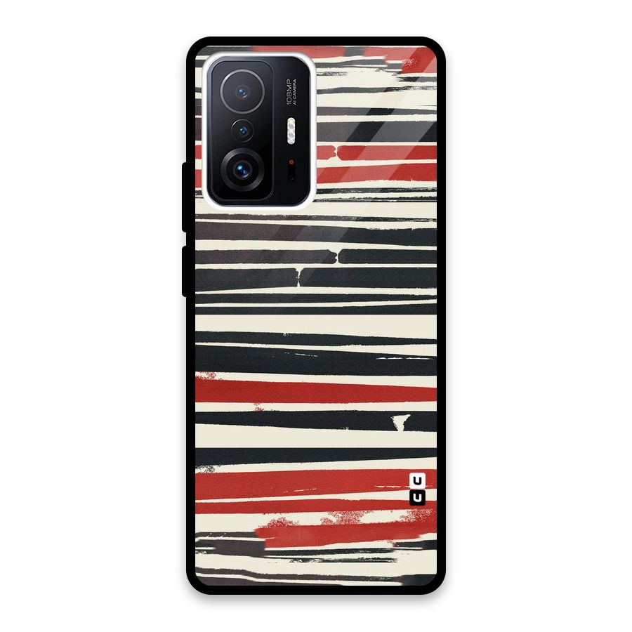 Messy Vintage Stripes Glass Back Case for Xiaomi 11T Pro