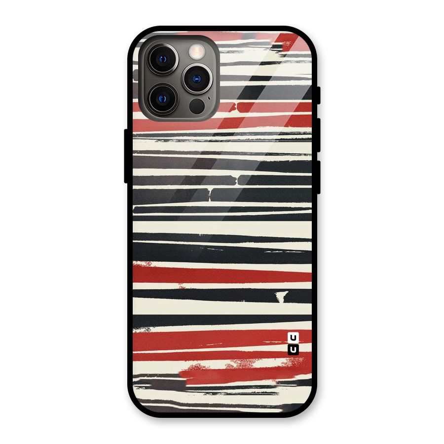 Messy Vintage Stripes Glass Back Case for iPhone 12 Pro