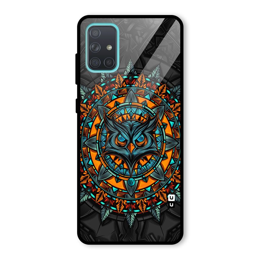 Mighty Owl Artwork Glass Back Case for Galaxy A71