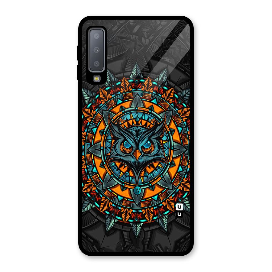 Mighty Owl Artwork Glass Back Case for Galaxy A7 (2018)
