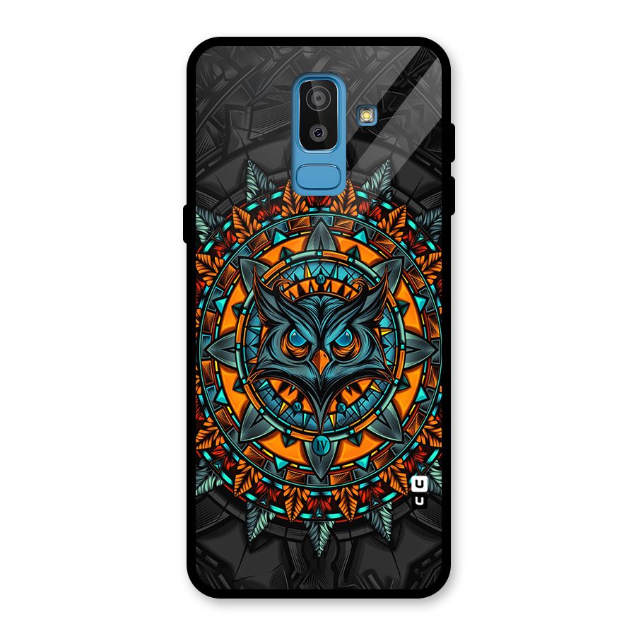 Mighty Owl Artwork Glass Back Case for Galaxy J8
