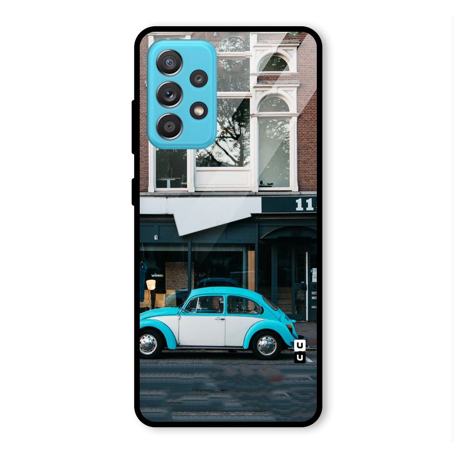 Mini Blue Car Glass Back Case for Galaxy A52s 5G