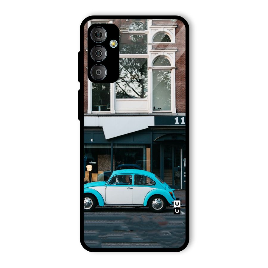 Mini Blue Car Glass Back Case for Galaxy F23