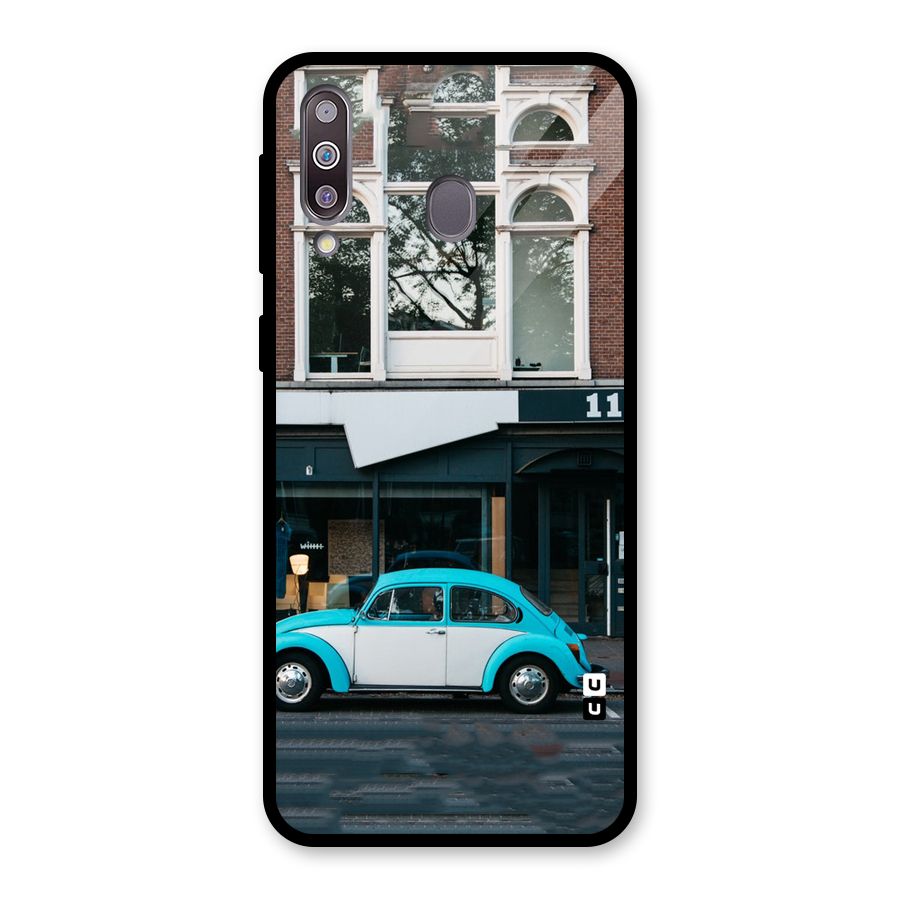 Mini Blue Car Glass Back Case for Galaxy M30