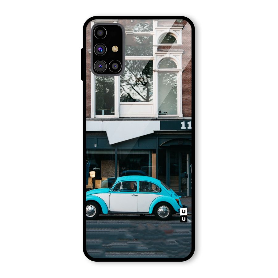 Mini Blue Car Glass Back Case for Galaxy M31s