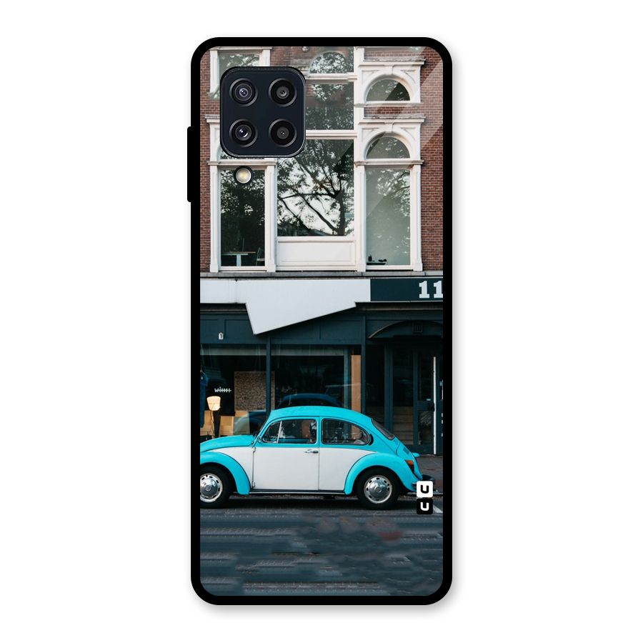 Mini Blue Car Glass Back Case for Galaxy M32