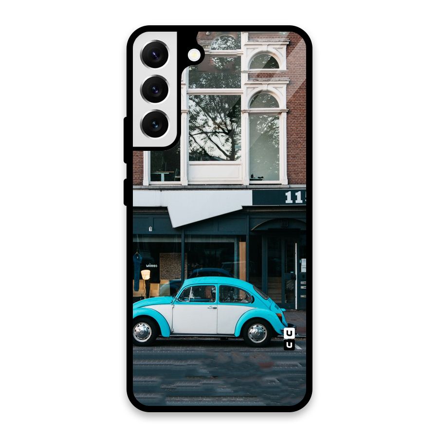Mini Blue Car Glass Back Case for Galaxy S22 Plus 5G