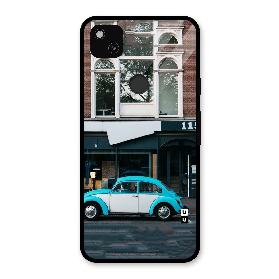 Mini Blue Car Glass Back Case for Google Pixel 4a